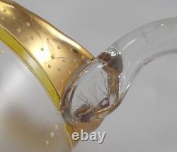 RAR Large Glass Vase / Jug In Art Nouveau Gold Painting Handmade Around 1900