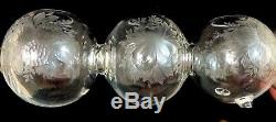 RARE 12 Antique Victorian Bohemian BERRY Intaglio Cut Art Glass IVY Ball Vase
