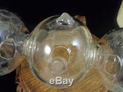 RARE 12 Antique Victorian Bohemian BERRY Intaglio Cut Art Glass IVY Ball Vase