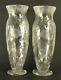 = Rare 1880's Stevens & Williams, England Pair Of Large Rock Crystal Glass Vases