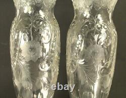 = RARE 1880's Stevens & Williams, England Pair of Large Rock Crystal Glass Vases