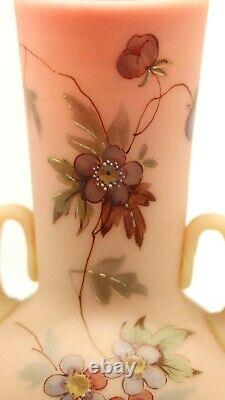 RARE 19thC THOMAS WEBB BURMESE GLASS HAWTHORN TWO HANDLED 5 VASE small fault