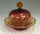 Rare Amberina Three Piece Covered Butter Or Cheese Dish