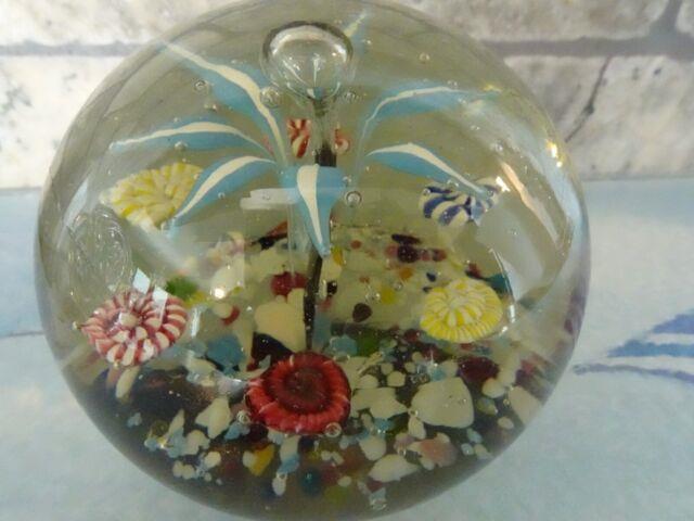 Rare Antique Bohemian Ribbon Fountain Art Glass Paperweight Twisted Ribbon