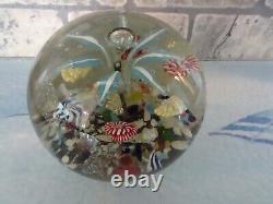 RARE Antique Bohemian Ribbon Fountain Art Glass Paperweight Twisted Ribbon