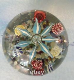 RARE Antique Bohemian Ribbon Fountain Art Glass Paperweight Twisted Ribbon