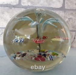 RARE Antique Bohemian Ribbon Fountain Art Glass Paperweight Twisted Ribbon