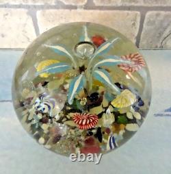 RARE Antique Bohemian Ribbon Fountain Art Glass Paperweight Twisted Ribbon