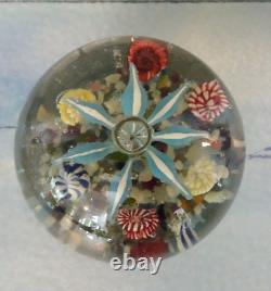 RARE Antique Bohemian Ribbon Fountain Art Glass Paperweight Twisted Ribbon