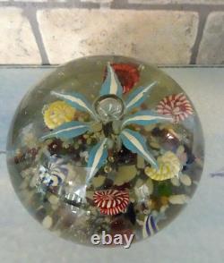 RARE Antique Bohemian Ribbon Fountain Art Glass Paperweight Twisted Ribbon