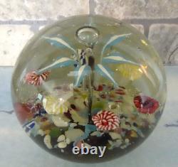 RARE Antique Bohemian Ribbon Fountain Art Glass Paperweight Twisted Ribbon