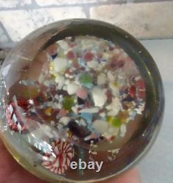 RARE Antique Bohemian Ribbon Fountain Art Glass Paperweight Twisted Ribbon