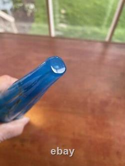 RARE Antique French Blue Opaline Hand Painted cased Glass Epergne Vase