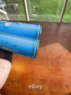 RARE Antique French Blue Opaline Hand Painted cased Glass Epergne Vase