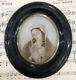 Rare Antique French Mourning Hair Art Domed Glass Frame Woman Praying C1860