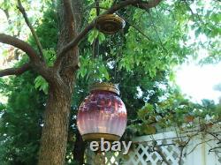 RARE Antique GWTW Victorian HANGING HALL or ENTRY LAMP, Opalescent Art Glass