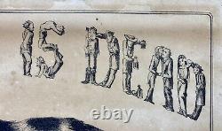 RARE Antique Lithograph Dated 1868 Poor Trust is Dead Bad Pay Killed Him