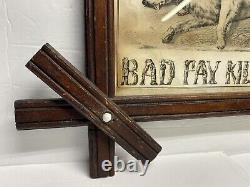 RARE Antique Lithograph Dated 1868 Poor Trust is Dead Bad Pay Killed Him