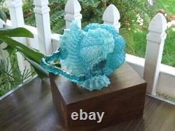 RARE Antique Victorian HAND BLOWN, Swirled ART GLASS BASKET, Thorn Handle, Sweet