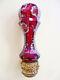 Rare Antique Victorian Facet Ruby Red Glass Enamel Staircase Finial Louis Xvi