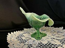 RARE Northwood Victorian Era Jack in the Pulpit Uranium Art Glass