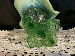 RARE Northwood Victorian Era Jack in the Pulpit Uranium Art Glass