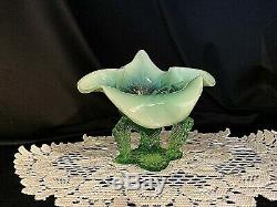 RARE Northwood Victorian Era Jack in the Pulpit Uranium Art Glass