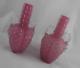 Rare Pair Stunning Hot Pink Victorian Art Glass Bud Vases Pink Enclosed By Clear