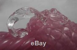 RARE Pair Stunning Hot Pink Victorian Art Glass Bud Vases Pink Enclosed by Clear
