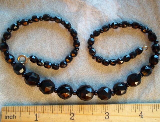 Rare Rose Cut Victorian Necklace Vintage Bead Goth Mourning Art Deco Glass