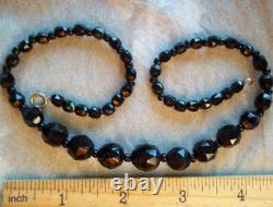 RARE ROSE CUT victorian necklace Vintage bead goth mourning art deco Glass