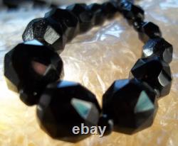 RARE ROSE CUT victorian necklace Vintage bead goth mourning art deco Glass