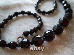 RARE ROSE CUT victorian necklace Vintage bead goth mourning art deco Glass