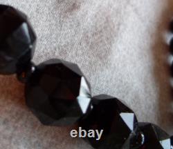 RARE ROSE CUT victorian necklace Vintage bead goth mourning art deco Glass