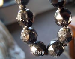 RARE ROSE CUT victorian necklace Vintage bead goth mourning art deco Glass