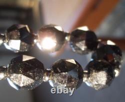 RARE ROSE CUT victorian necklace Vintage bead goth mourning art deco Glass