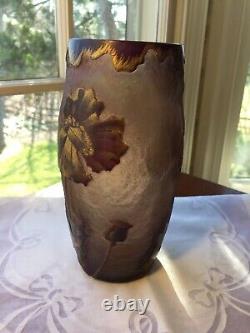 RARE VICTORIAN HARRACH Cameo ART GLASS Vase c. 1900
