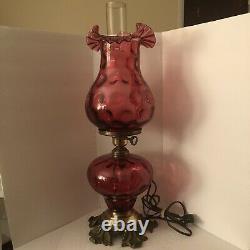 RARE, Vintage Victorian Fenton Cranberry Ruby Red Coin Dot Lamp