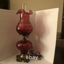 RARE, Vintage Victorian Fenton Cranberry Ruby Red Coin Dot Lamp