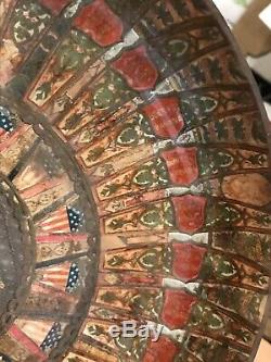 RARE c1857 ANTIQUE CIGAR BAND Filled Folk Art Plate Tray Victorian Primitive