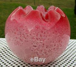 RAREAntique Phoenix Art Glass RUBY DIE AWAY Mica ROSEBOWL 1883-88 JOSEPH WEBB