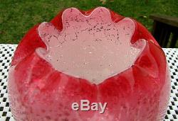 RAREAntique Phoenix Art Glass RUBY DIE AWAY Mica ROSEBOWL 1883-88 JOSEPH WEBB