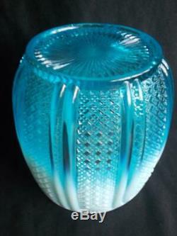 RD 96945 Davidson Richelieu Opalescent Blue Pearline Glass Biscuit Barrel