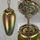 Restored Antique Vtg Art Glass Pendant Light Arts & Crafts Deco Victorian, Brass