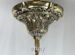 RESTORED Antique Vtg Art Glass Pendant Light Arts & Crafts Deco Victorian, Brass RESTORED Antique Vtg Art Glass Pendant Light Arts & Crafts Deco Victorian, Brass
