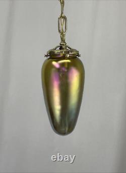 RESTORED Antique Vtg Art Glass Pendant Light Arts & Crafts Deco Victorian, Brass RESTORED Antique Vtg Art Glass Pendant Light Arts & Crafts Deco Victorian, Brass