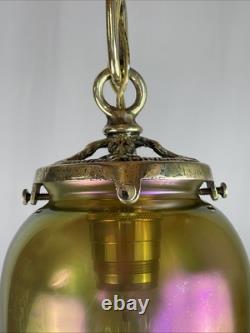 RESTORED Antique Vtg Art Glass Pendant Light Arts & Crafts Deco Victorian, Brass RESTORED Antique Vtg Art Glass Pendant Light Arts & Crafts Deco Victorian, Brass