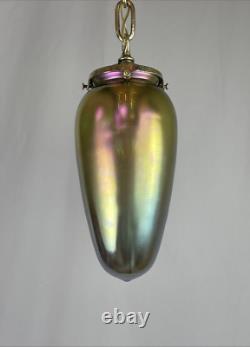 RESTORED Antique Vtg Art Glass Pendant Light Arts & Crafts Deco Victorian, Brass RESTORED Antique Vtg Art Glass Pendant Light Arts & Crafts Deco Victorian, Brass