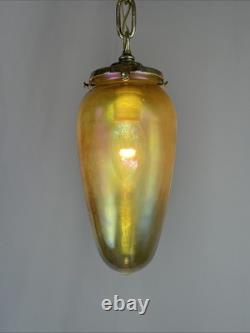 RESTORED Antique Vtg Art Glass Pendant Light Arts & Crafts Deco Victorian, Brass RESTORED Antique Vtg Art Glass Pendant Light Arts & Crafts Deco Victorian, Brass