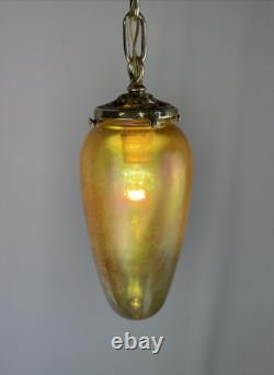 RESTORED Antique Vtg Art Glass Pendant Light Arts & Crafts Deco Victorian, Brass RESTORED Antique Vtg Art Glass Pendant Light Arts & Crafts Deco Victorian, Brass